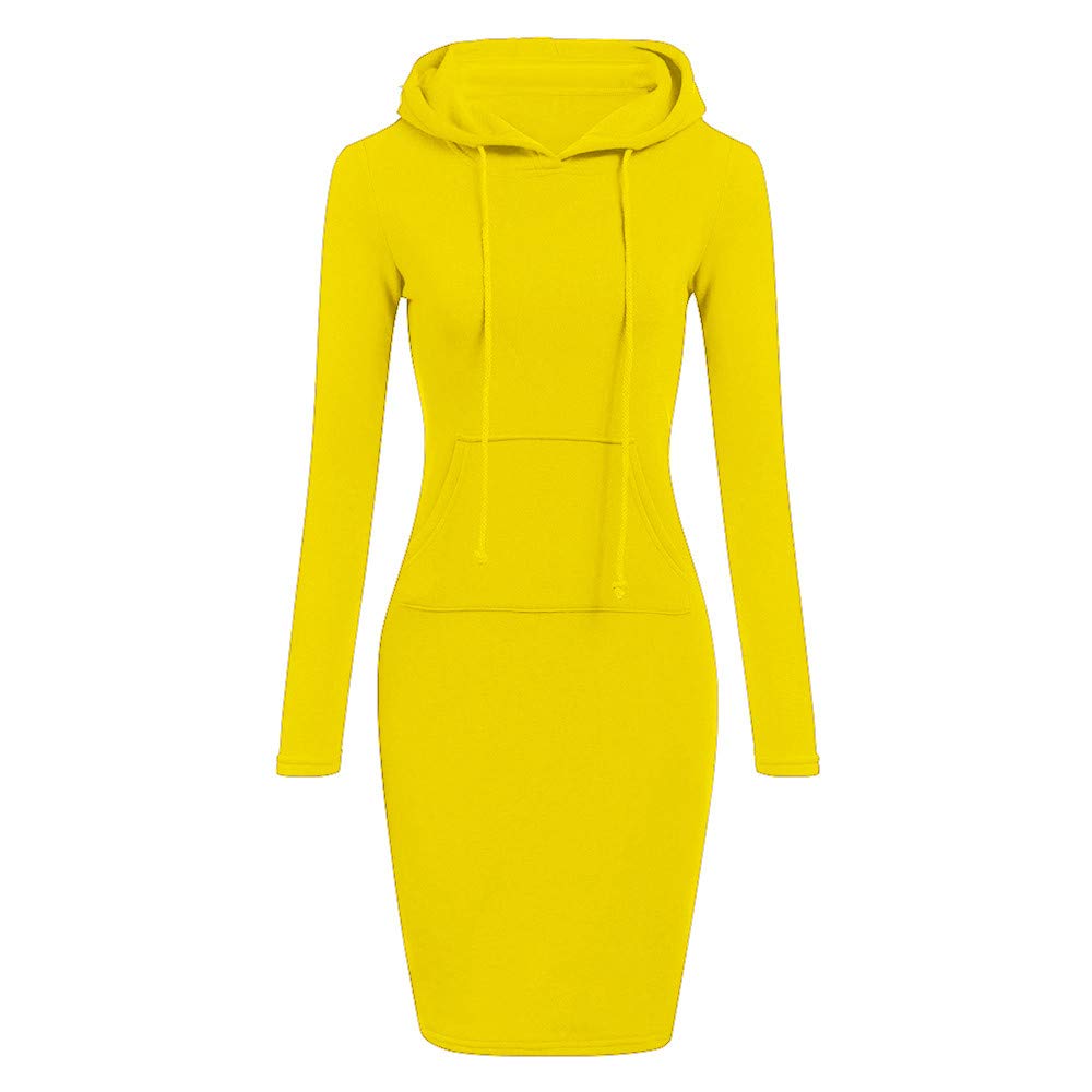 Vermers Women's Casual Long Sleeve Hooded Sweatshirt Dress with Pocket - Solid Color Loungewear for Home, Travel & Everyday Wear