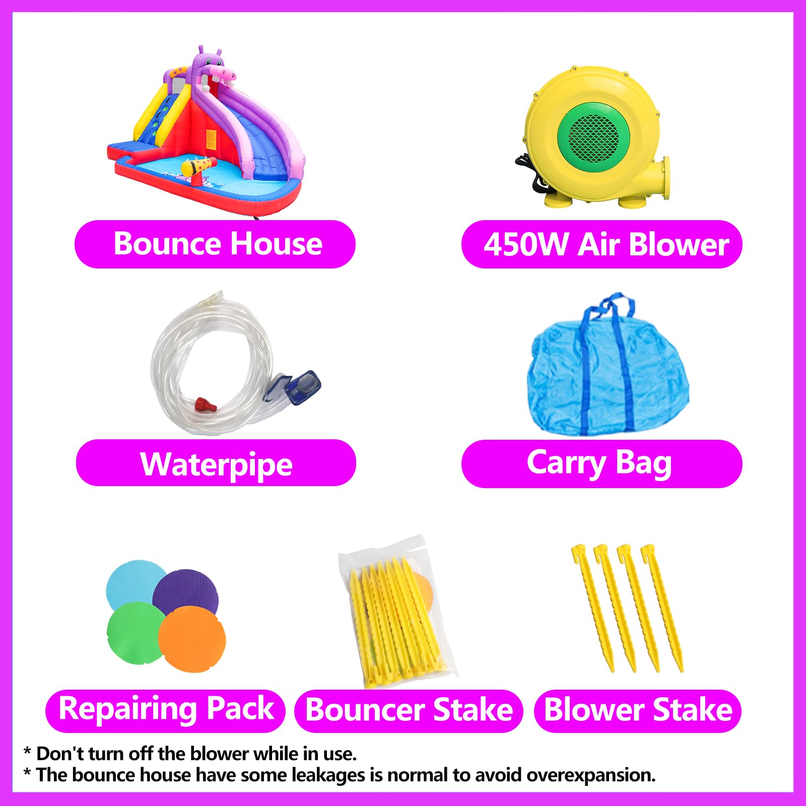 **Doctor Dolphin Inflatable Bounce House with Water Slide - Kids & Toddler Indoor/Outdoor Bouncy Castle, 450W Blower Included - Fun for Backyard, Birthday Parties, Summer Water Parks (Wet & Dry Use)**