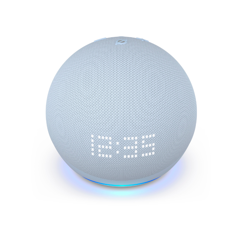 Amazon Echo Dot (5th Gen) with Clock | Smart Speaker with Alexa | Blue | Perfect for Bedroom, Kitchen & Home Office