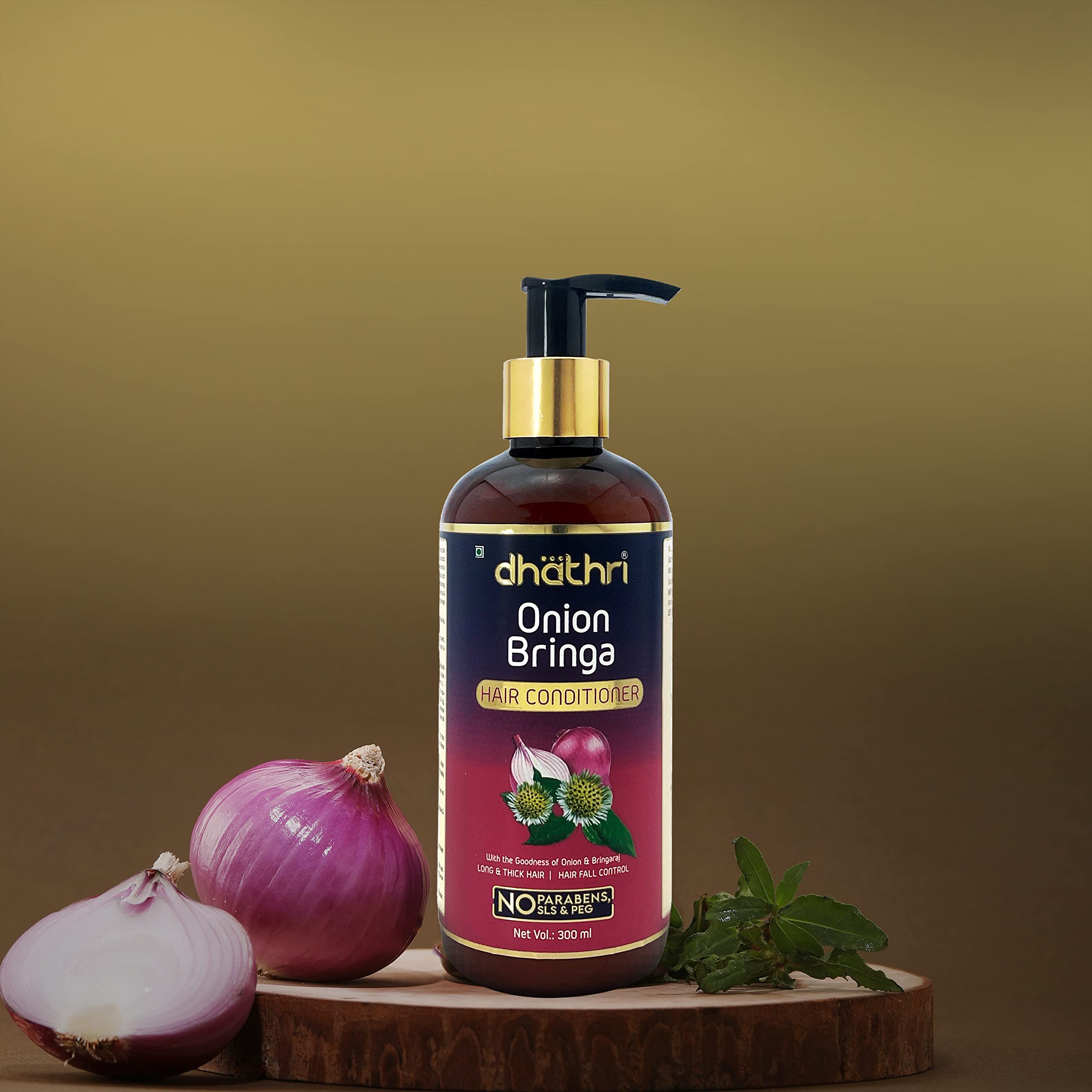 Dhathri Onion Bringa Floral Hair Conditioner for Strong & Healthy Hair – Promotes Hair Growth & Reduces Hair Fall with Onion & Bringa Extracts | Thick, Shiny, Frizz-Free Hair Treatment | 300ml (1 Count) | Ideal for Daily Hair Care & Damaged Hair Repair