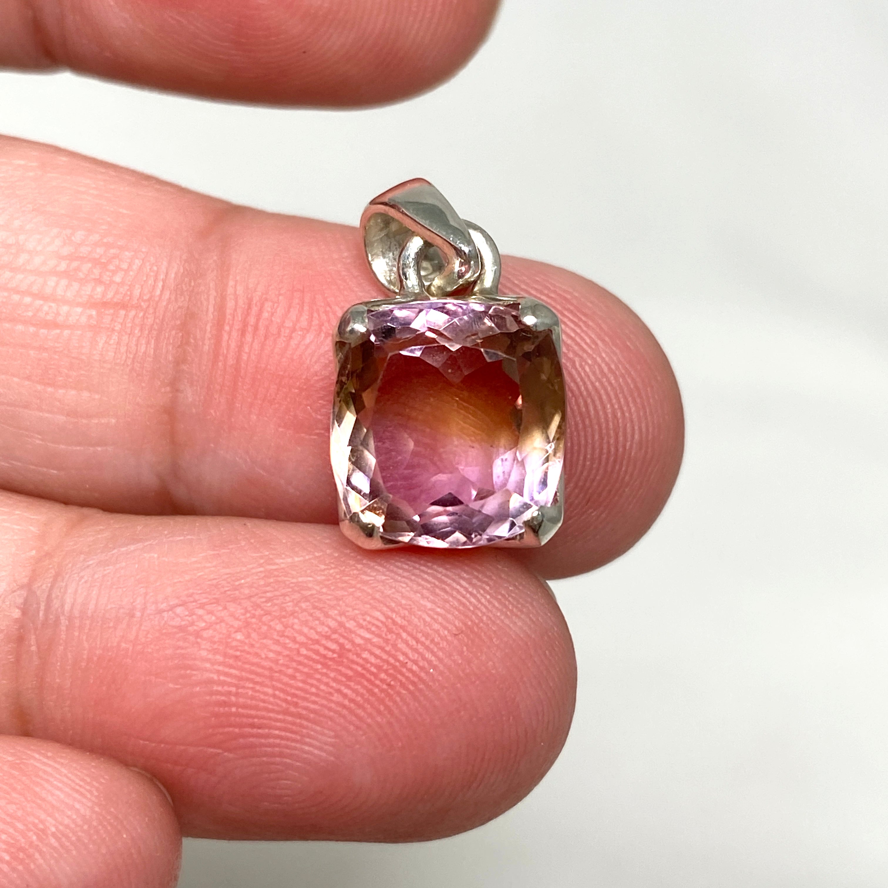 Natural Ametrine Square Faceted Pendant Necklace - 925 Sterling Silver Jewelry for Women - Perfect for Gifts, Parties & Special Occasions
