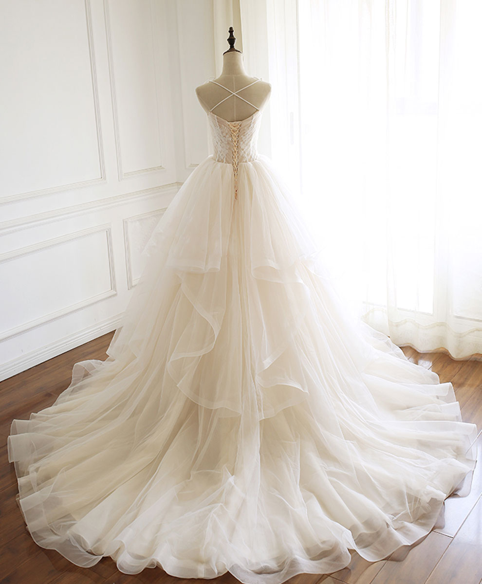 Elegant Champagne Sweetheart Lace Tulle Long Prom Dress - Formal Evening Gown for Homecoming, Wedding, and Special Occasions