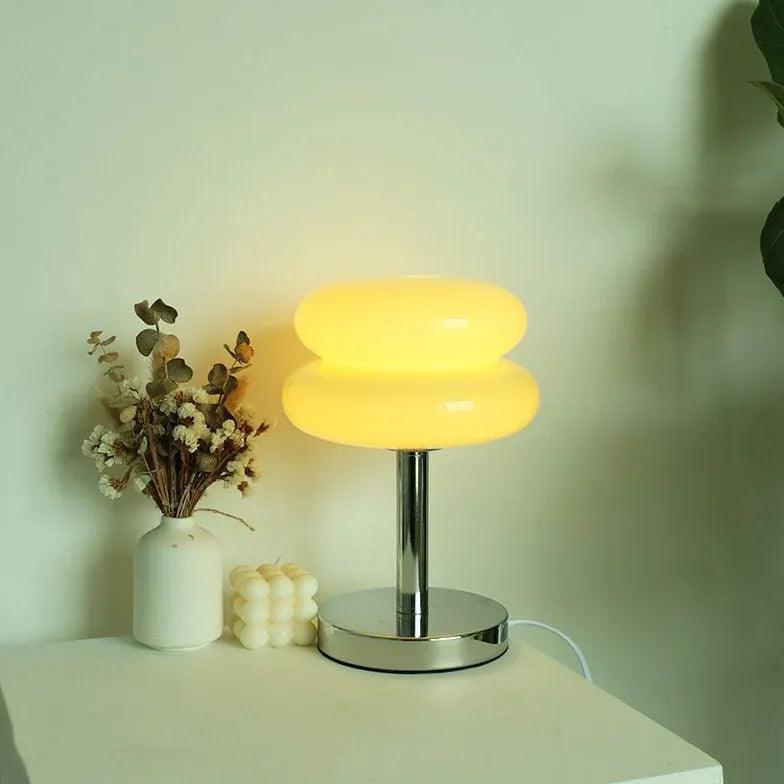 Modern Two-Layer Round Table Lamp with Sturdy Metal Base - Perfect for Living Room, Bedroom, or Office Lighting