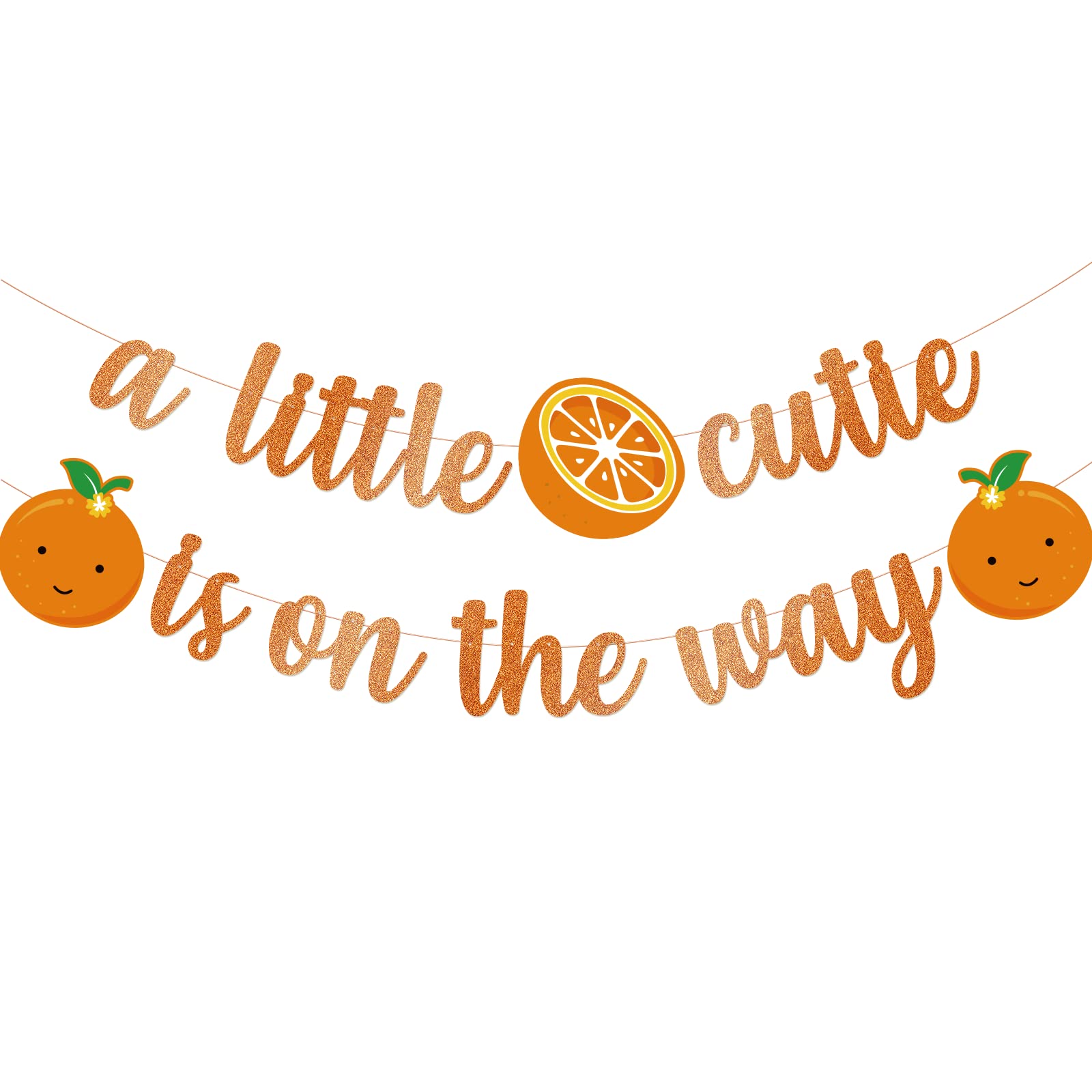 Little Cutie Baby Shower Decorations - 'A Little Cutie is On The Way' Banner & Orange Themed Party Supplies for Gender Reveal, Nursery Decor & Newborn Celebration