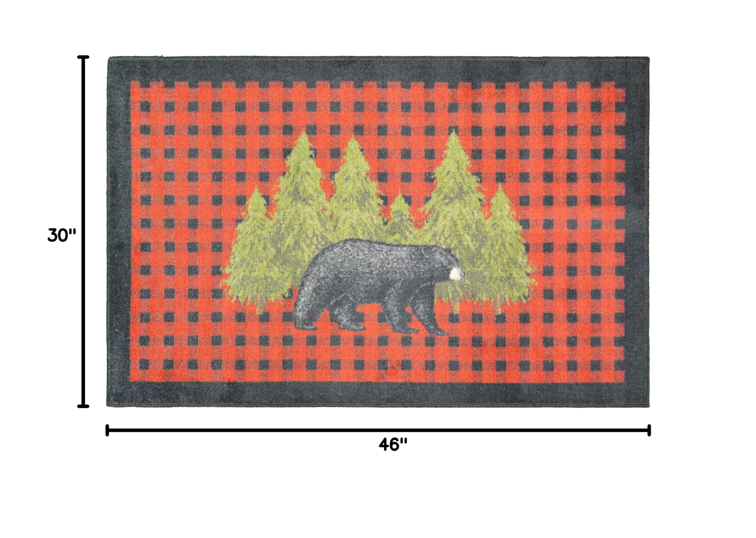 Mayberry Rug Pine Bear Accent Rug 30x46 Inches - Soft Non-Slip Red Area Rug for Living Room, Bedroom, Nursery Decor