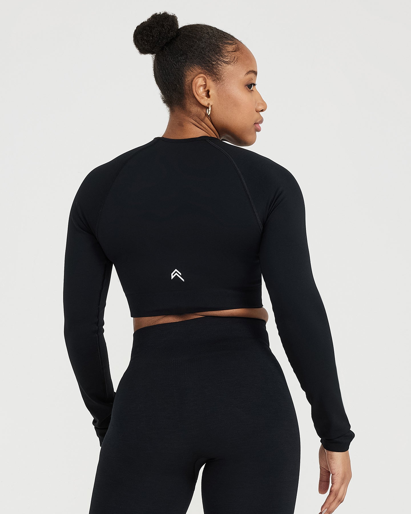 Classic Seamless 2.0 Long Sleeve Crop Top for Women - Stretchy Comfort Fit Black Marl Ribbed Shirt | Perfect for Yoga, Gym Workouts & Casual Streetwear