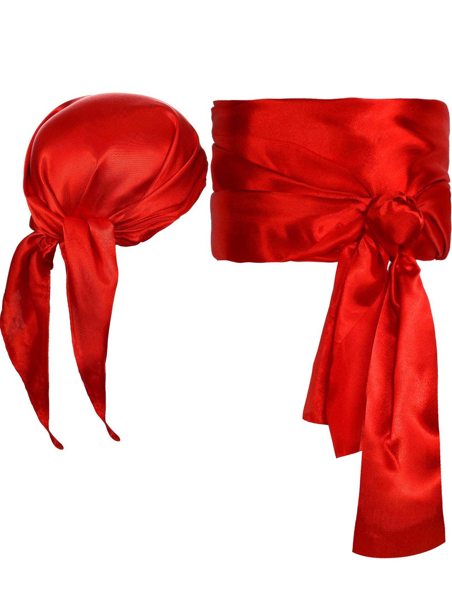 SATINIOR Halloween Pirate Costume Accessories Set - Bandana Headscarf & Sash Belt for Women & Men | Perfect for Pirate Themed Parties, Cosplay & Halloween Costumes