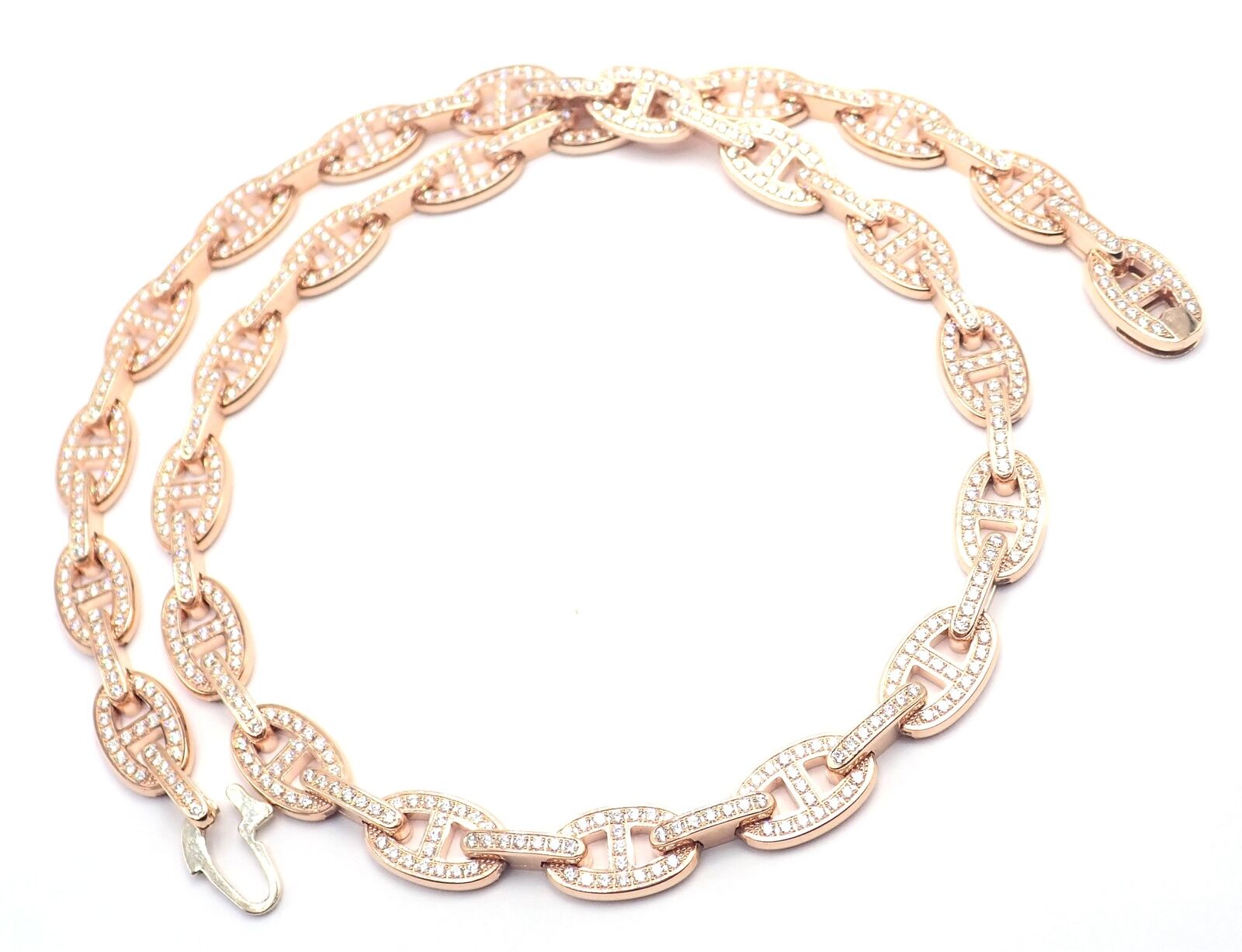 Authentic Hermes Chaine d'Ancre Enchaine 18K Rose Gold Diamond Link Necklace - Luxury Jewelry for Women, Perfect Gift for Anniversary & Special Occasions