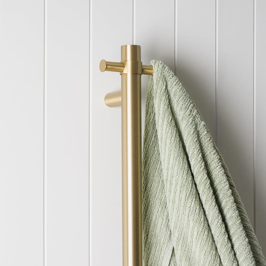 Premium Heated Towel Rail in Brushed Brass - Warm & Dry Bath Towels Fast - Perfect for Bathroom, Spa & Luxury Home Use