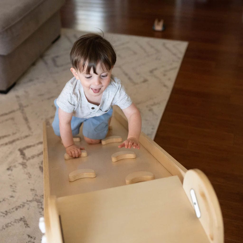 Little Partner 2-in-1 Folding Learn 'N Slide Natural Wood Toddler Slide & Climbing Toy - Perfect for Indoor Playroom & Backyard Fun