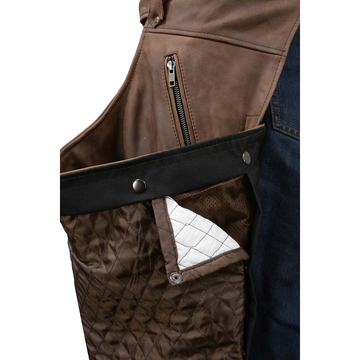 Milwaukee Men's Thermal Lined Premium Leather Motorcycle Chaps for Bikers & Riders - Small Size - Winter Riding Gear for Cold Weather Protection