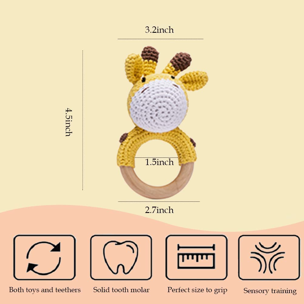 Wooden Baby Rattle Toy - Natural Giraffe Shaker for Newborns | Perfect Easter Gift for Boys & Girls