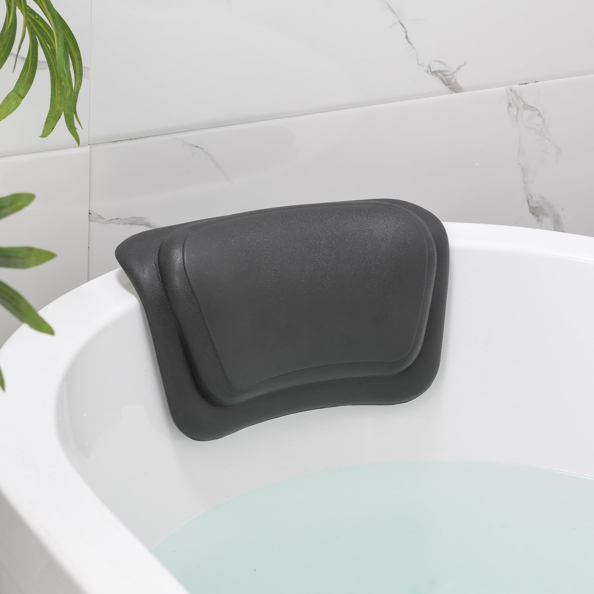 Luxury Bath Pillow for Neck and Back Support - Comfortable Waterproof Bathtub Headrest with Suction Cups - Perfect for Relaxing Soaking, Spa, Bath Accessories (Black) - Ideal for Home Spa, Bubble Baths & Stress Relief