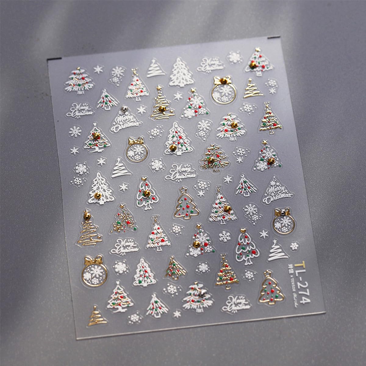 5D Embossed Christmas Tree Nail Art Stickers - Self-Adhesive Holiday Nail Decals for Women & Girls | Winter Snowflake Xmas Nail Designs | Perfect for Christmas Parties, Gift Giving & Festive Nail Art Decoration
