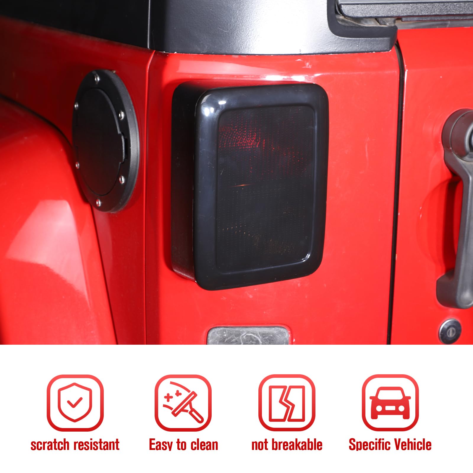 JeCar Smoked LED Tail Light Covers for Jeep Wrangler JK & JKU (2007-2018) - Black Rear Lamp Guards & Exterior Accessories | Off-Road Protection & Custom Styling