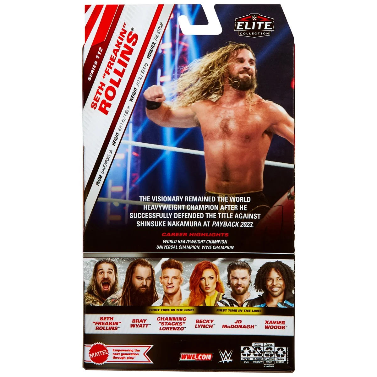 Seth Rollins WWE Elite Collection Series 112 Action Figure - Authentic Wrestling Toy for Collectors & Fans - Perfect for Display, Play & Gifts