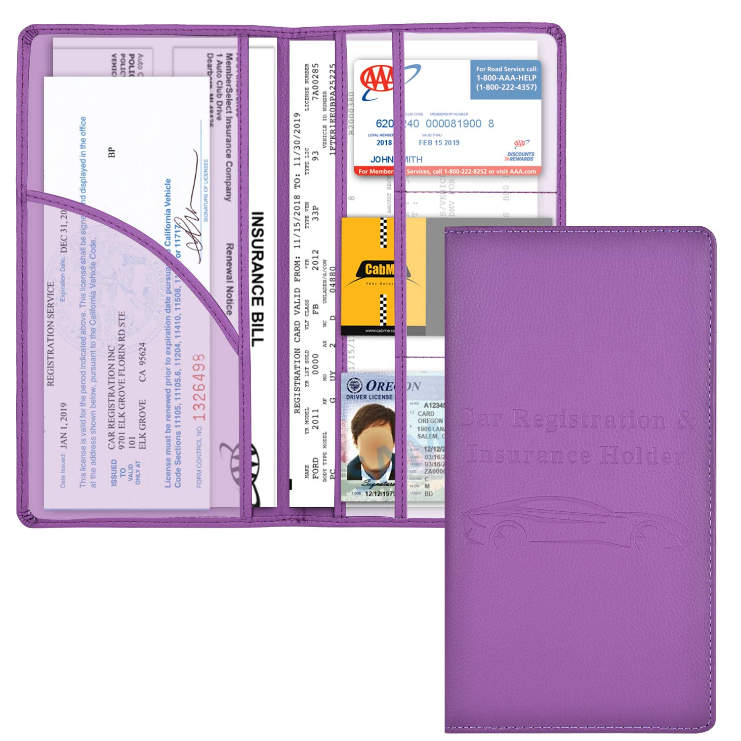 Magnetic Car Registration & Insurance Card Holder - Purple Vehicle Glove Box Organizer for Women | Essential Document Storage for Driver's License, Credit Cards & Auto Papers | Perfect for Road Trips & Daily Commute