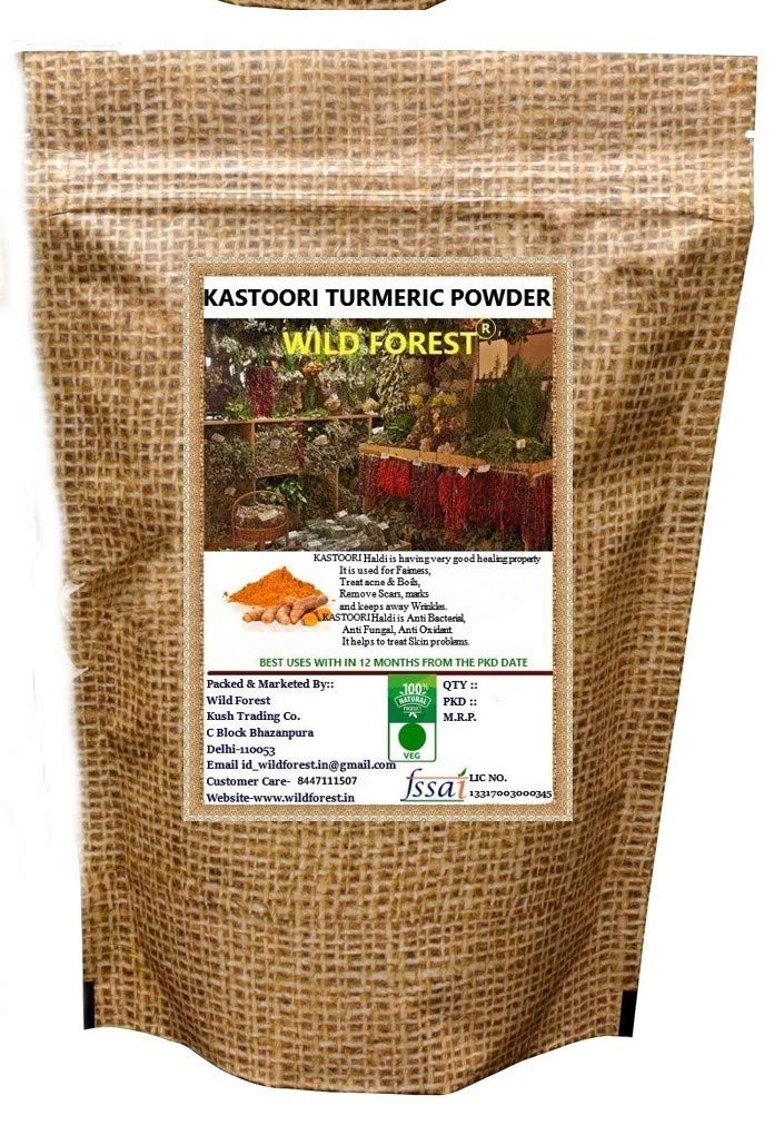 Organic Wild Forest Kastoori Turmeric Powder 200g - Premium Pure Indian Spice for Cooking, Golden Milk & Skincare - Gluten-Free & Non-GMO