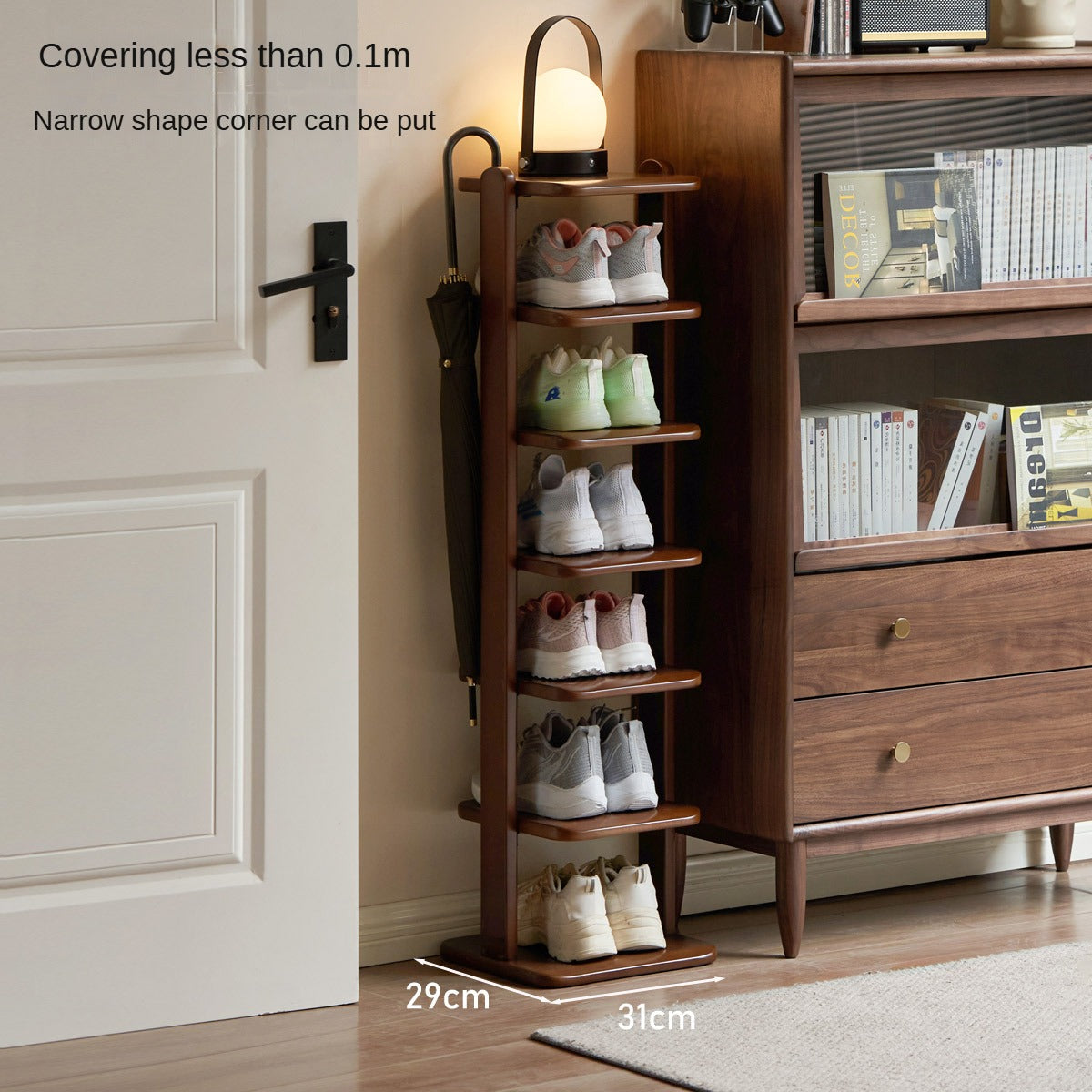 Solid Beech Wood Ultra Narrow Shoe Cabinet - Space Saving Entryway Storage Organizer for Small Apartments & Closets