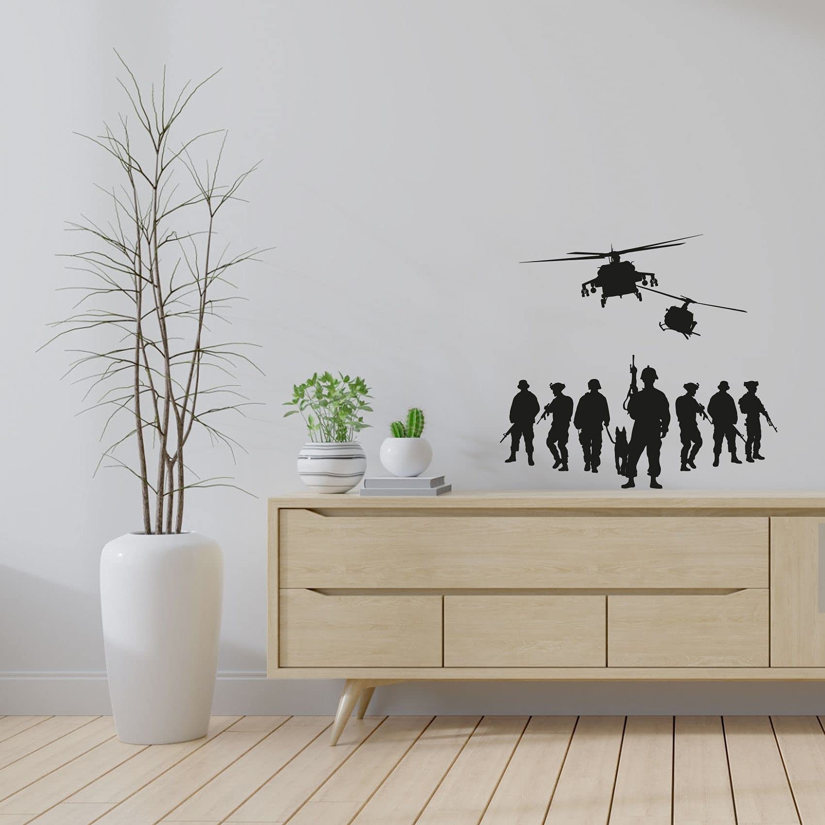 Military Helicopter Wall Decal - SWAT Army Soldier Vinyl Sticker for Boys & Girls Room Decor - 30x40 Inch - Perfect for Kids Bedroom, Playroom & Home Wall Art - Easy to Apply & Remove