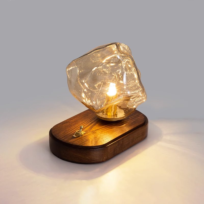 Modern Ice Stone Glass Table Lamp - Elegant Bedside & Living Room Lighting for Home Decor