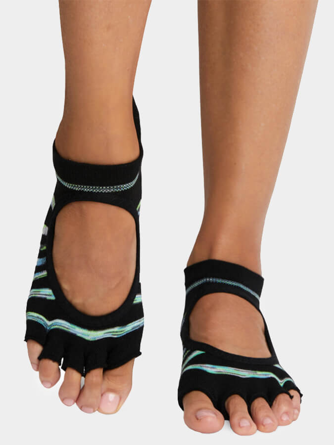 ToeSox Bellarina Tec Half Toe Women's Non-Slip Yoga Socks for Barre, Pilates & Dance - Breathable Grip Socks for Studio Workouts