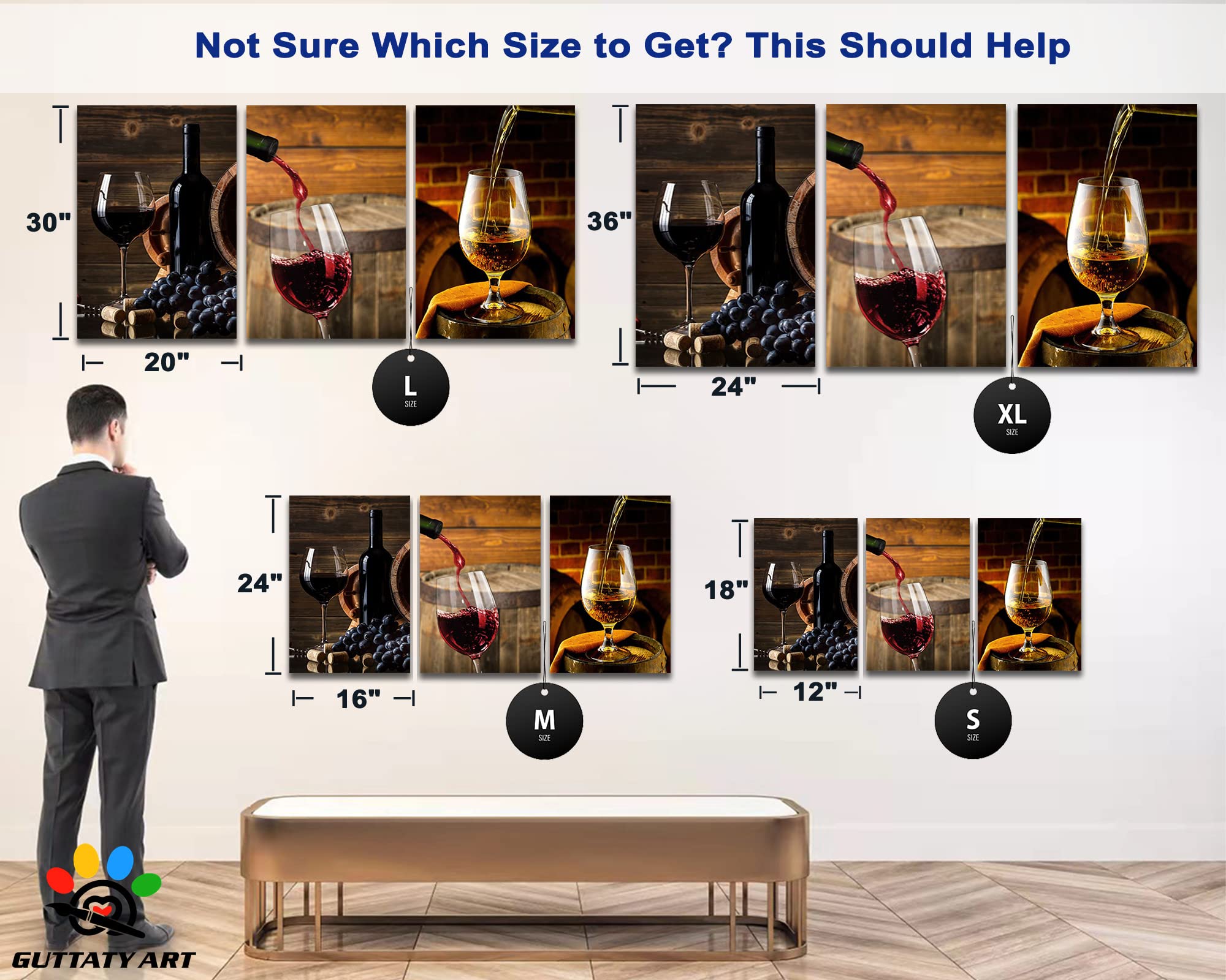 Modern Canvas Wall Art Set - 3-Piece Fruits & Red Wine Glasses Print for Dining Room, Kitchen & Living Room Decor - 20