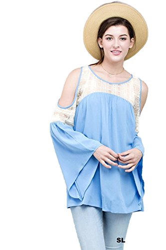 Kori America Women's Lace Keyhole Sleeve Top - Elegant Floral Lace Blouse for Casual & Party Wear | Perfect for Date Night, Office & Special Occasions