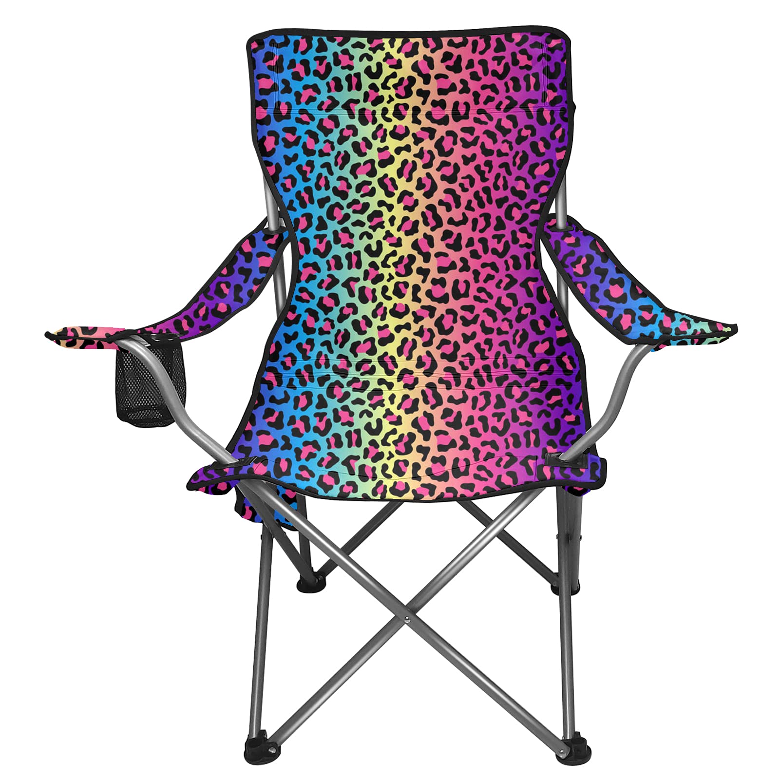 UNICEU Colorful Leopard Print Folding Camping Chairs - Lightweight Portable Beach Chairs for Adults, Women - Perfect for Outdoor, Travel, Picnic, BBQ, Backyard & Festival Use