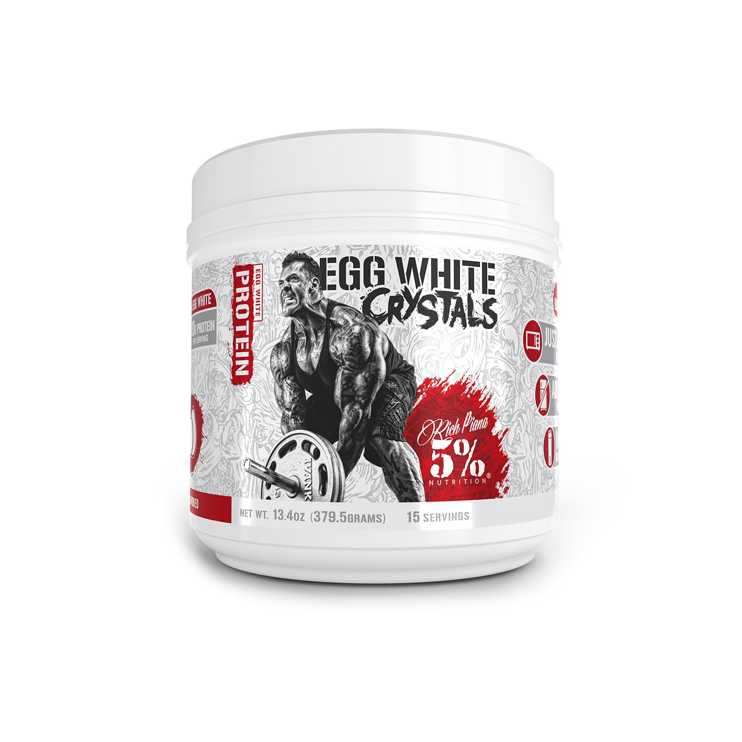 5% Nutrition Egg White Protein Powder - 100% Pure Egg White Crystals | 20g Protein Per Serving | Unflavored | Easy to Mix & Store | 0.84lb (15 Servings) for Post-Workout Recovery & Baking Recipes