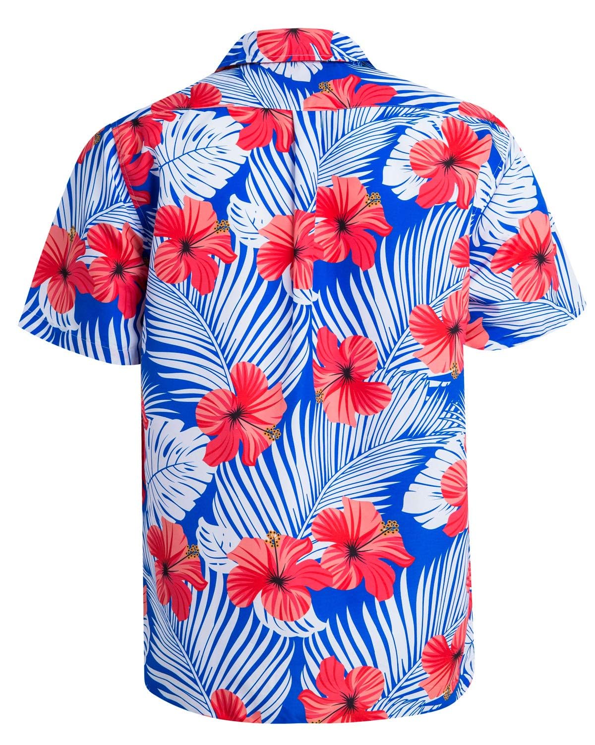 Men's Tropical Hawaiian Shirt Short Sleeve Floral Print Casual Button-Up Shirt for Beach Vacation, Summer Party & Aloha Friday Outfits