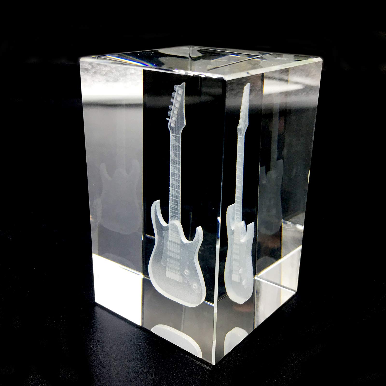 3D Laser Etched Electric Guitar Crystal Glass Paperweight - Perfect for Music Lovers, Graduation, Christmas, Birthday & Valentine's Day Gifts - Office Desk Decor & Musician's Keepsake