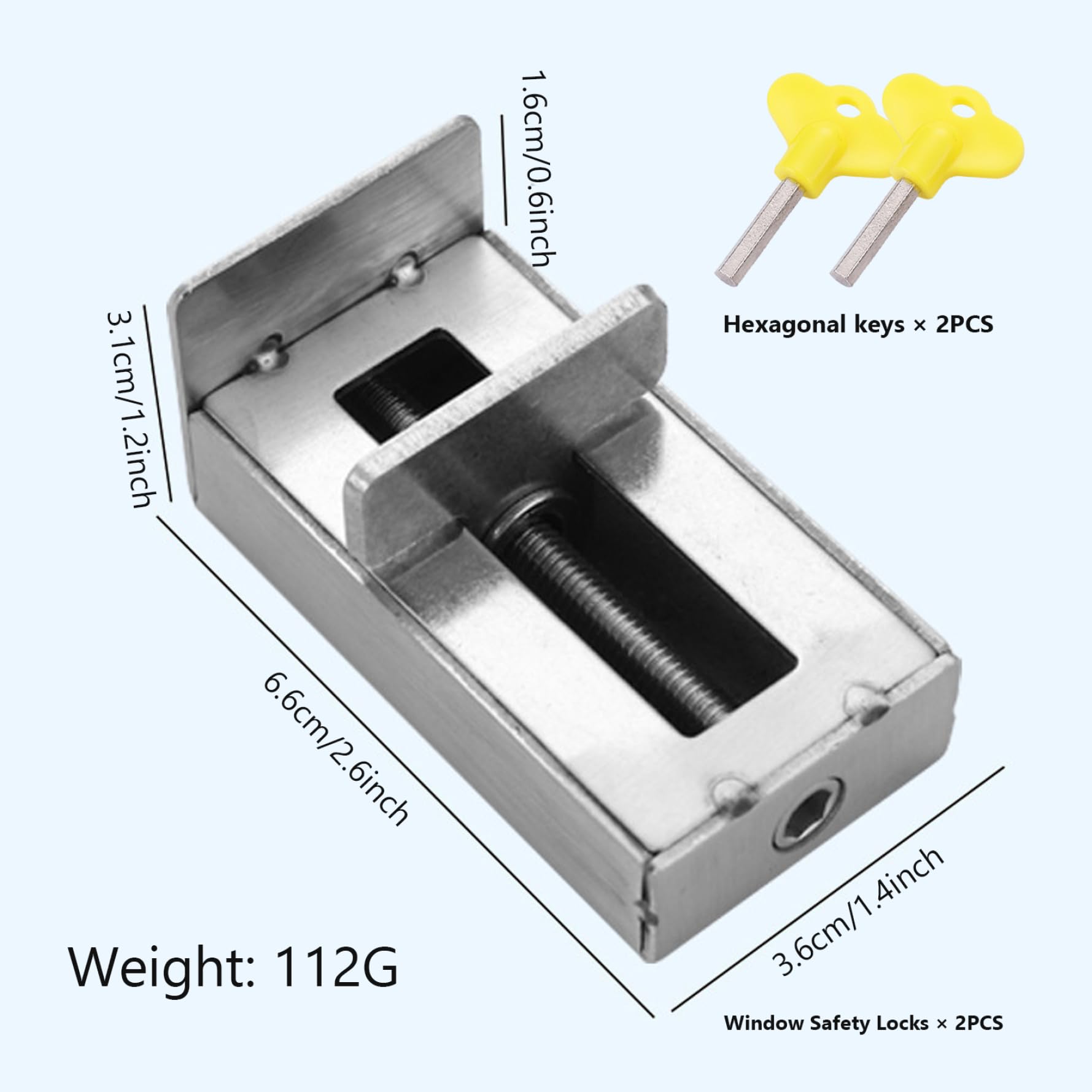 2Pcs Adjustable Window Locks for AC Units - Sliding Door & Window Safety Locks, Sturdy Window Restrictor for Enhanced Security (Ideal for Homes, Apartments & Child Safety)