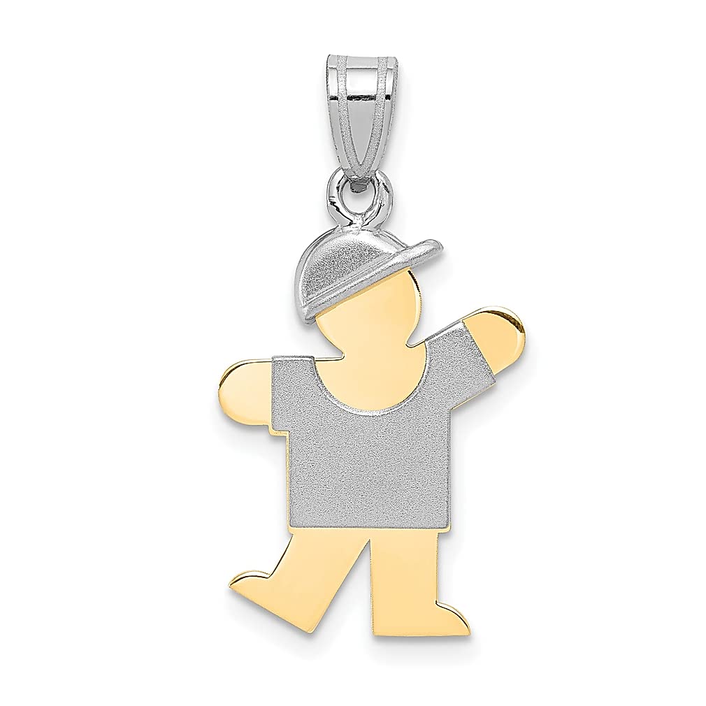 14K Two-Tone Yellow Gold Small Boy Hat Engravable Charm Necklace Pendant - Personalized Baby Jewelry Gift for Women, Mothers & Grandmothers - Perfect for Birthdays, Christenings & Mother's Day
