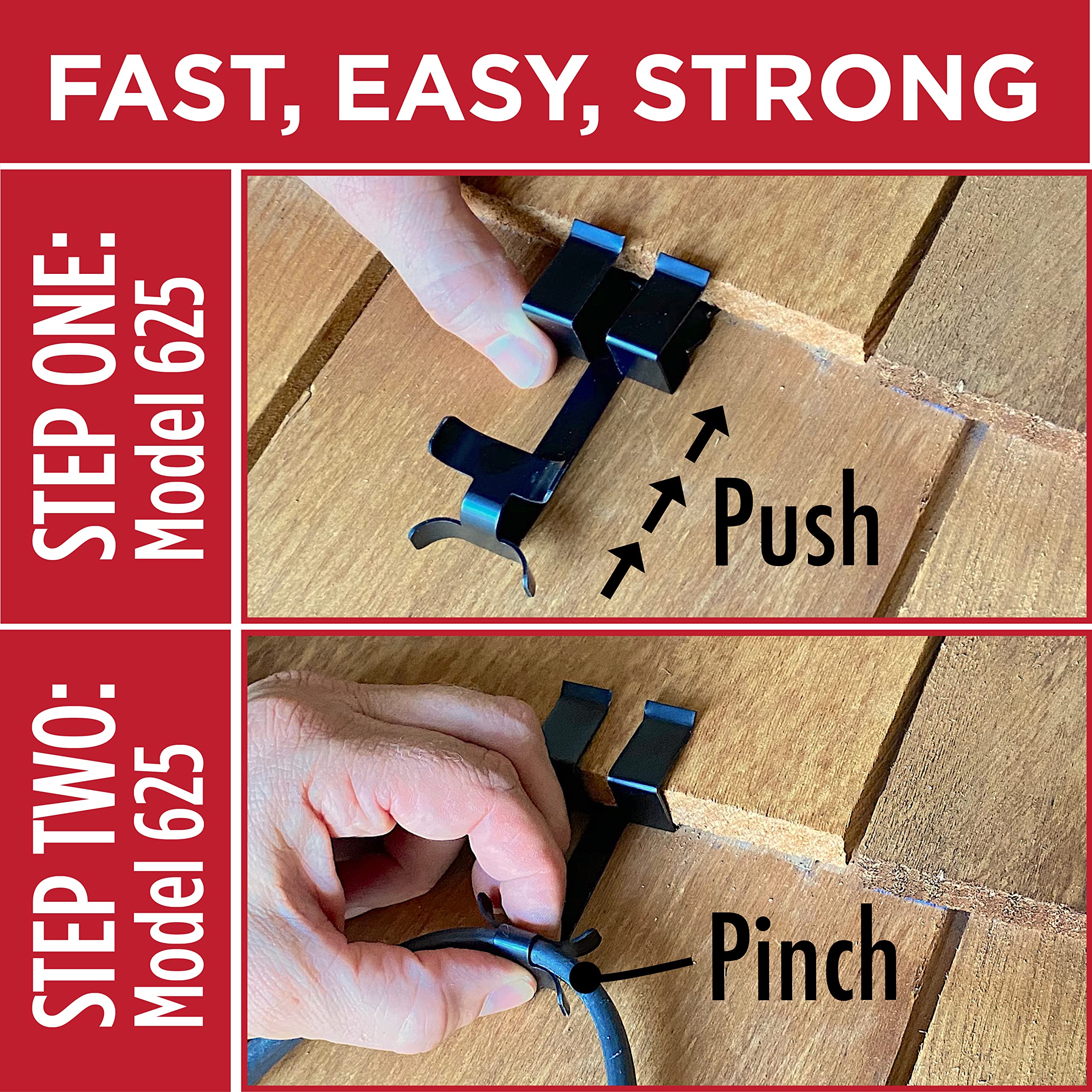 Roof Clips for Heat Tape & Electric Cables - Nail-Free Outdoor Cable Clips (.625-25 Pack) | Prevents Roof Damage | Ideal for Roof Heat Cable Installation & Winter Home Protection