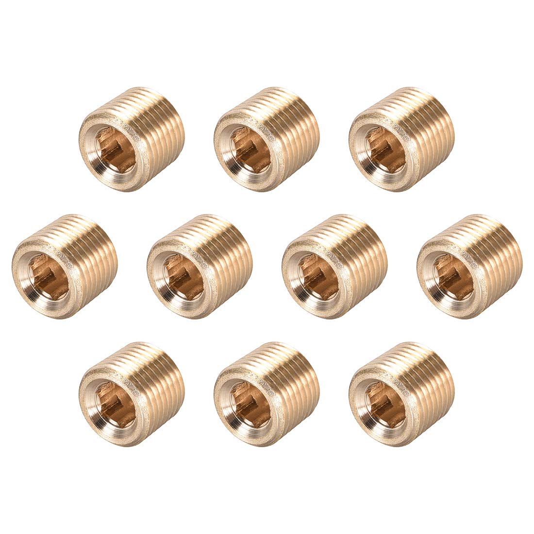 uxcell Brass Pipe Fitting - 10pcs 1/8NPT Male Hex Counter Sunk Plug with Socket Drive for Plumbing, Hydraulic & Pneumatic Systems - Perfect for DIY Home Repair, Industrial Machinery & Automotive Applications