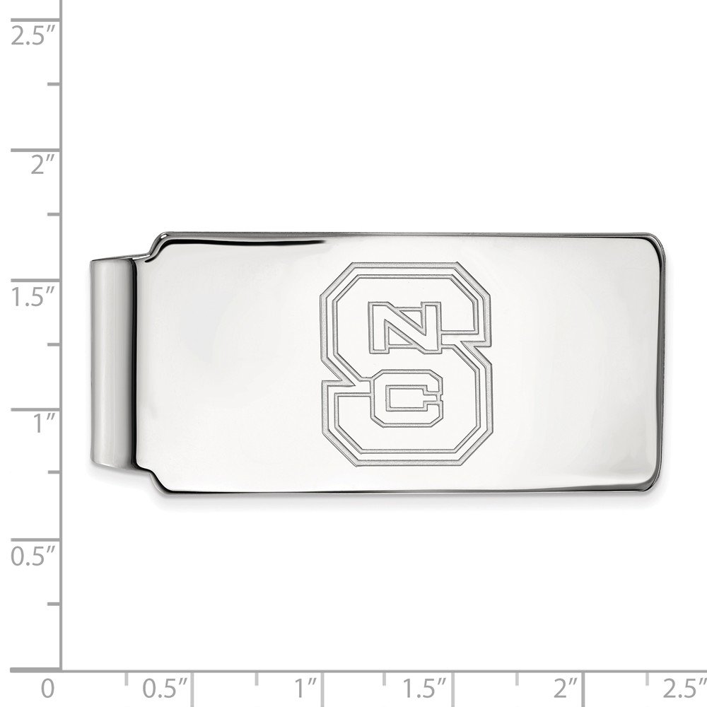 14k White Gold NC State Money Clip - Slim Wallet Alternative for Men, Perfect for Gifts, Travel & Everyday Carry