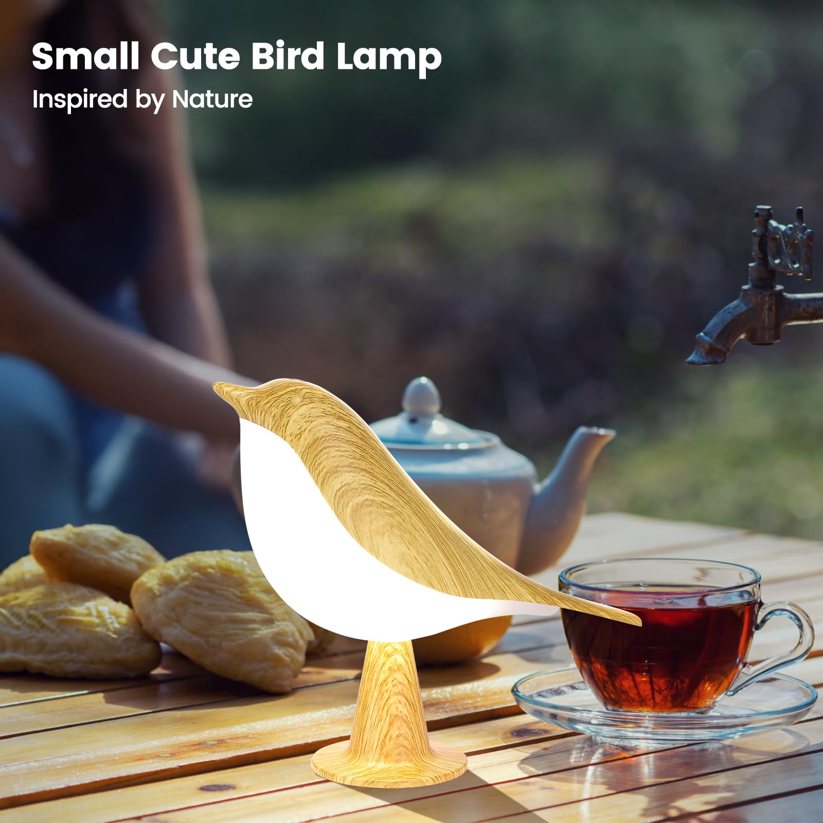 Haotao Touch Control 3-Way Dimmable LED Table Lamp - USB Rechargeable Bird Shape Night Light for Bedroom, Nursery, Office & Nightstand | Portable Desk Lamp for Kids, Baby & Home Decor | Perfect for Reading, Relaxation & Ambient Lighting