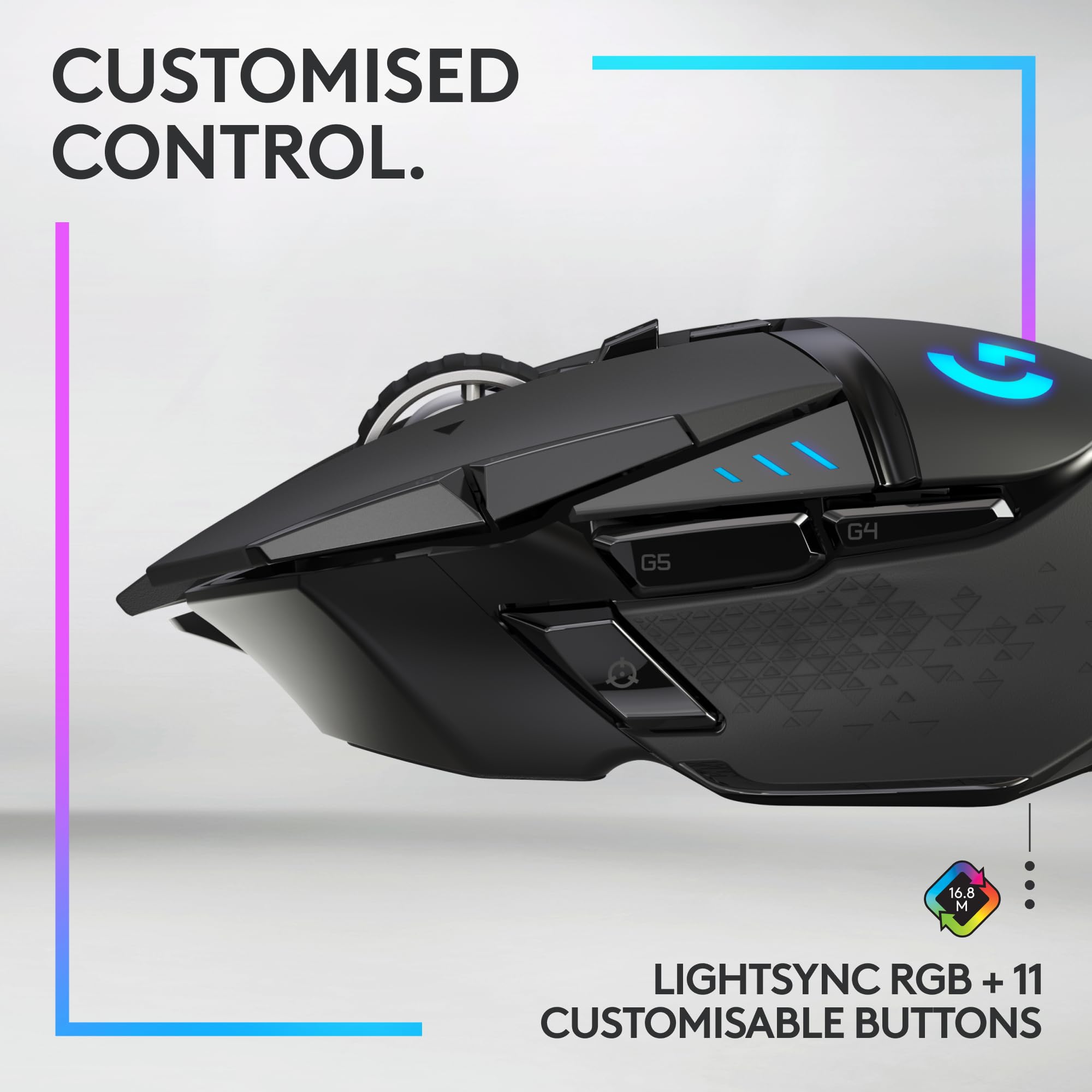 Logitech G502 LIGHTSPEED Wireless Gaming Mouse with HERO 16K Sensor - 11 Programmable Buttons & G PowerPlay Wireless Charging Mouse Pad - Compatible with G Pro/G903/G703/G502 LIGHTSPEED - Black - Perfect for PC Gaming, Esports & Professional Workstations