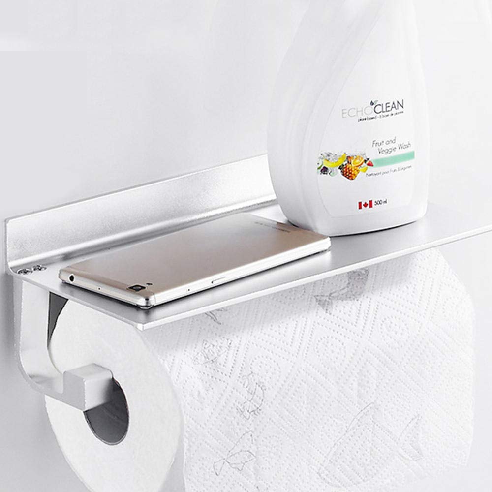 Aluminum Wall Mount Paper Towel Holder & Tissue Dispenser - Kitchen & Bathroom Storage Organizer for Paper Rolls, Napkins, and Phones - Perfect for Home, Office, and Restaurant Use