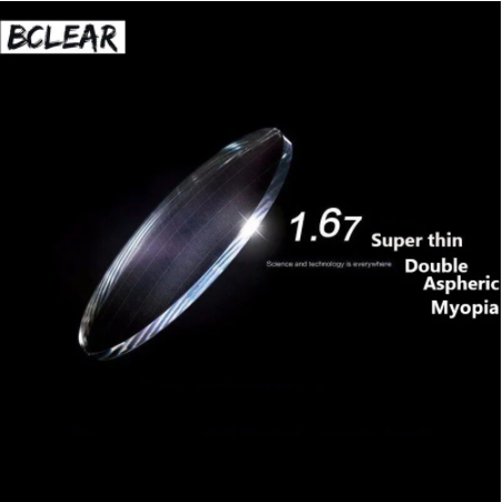 BCLEAR 1.67 High Index Double Aspherical Clear Myopia Lenses - Ultra Thin Lightweight Eyeglass Lenses for Nearsightedness, Perfect for Daily Wear & Computer Use