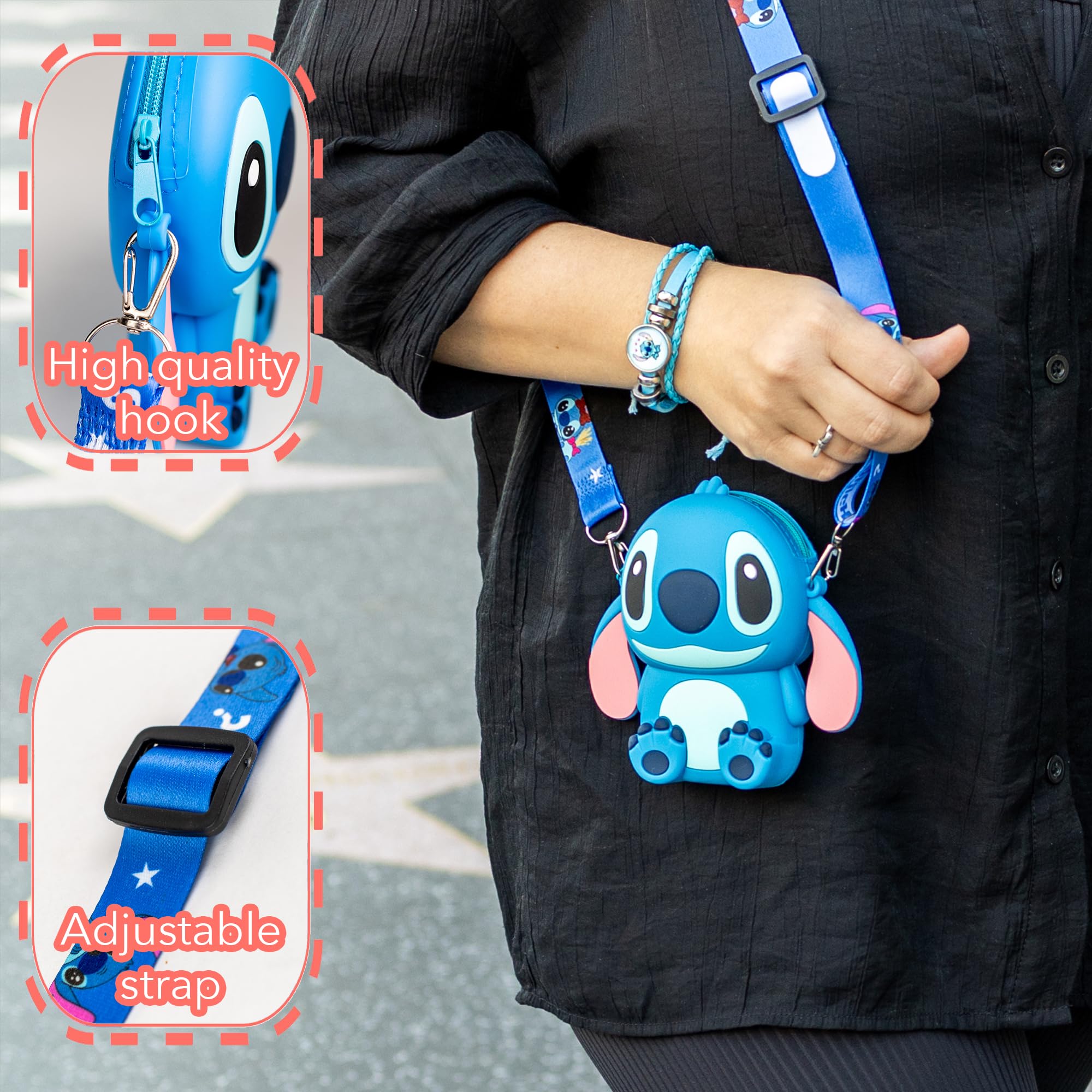 MOONBROOK Kawaii Crossbody Purse with Matching Bracelet - Cute Blue Handbag for Women & Girls - Perfect Gift for Birthday, Valentine's Day & Travel Accessories