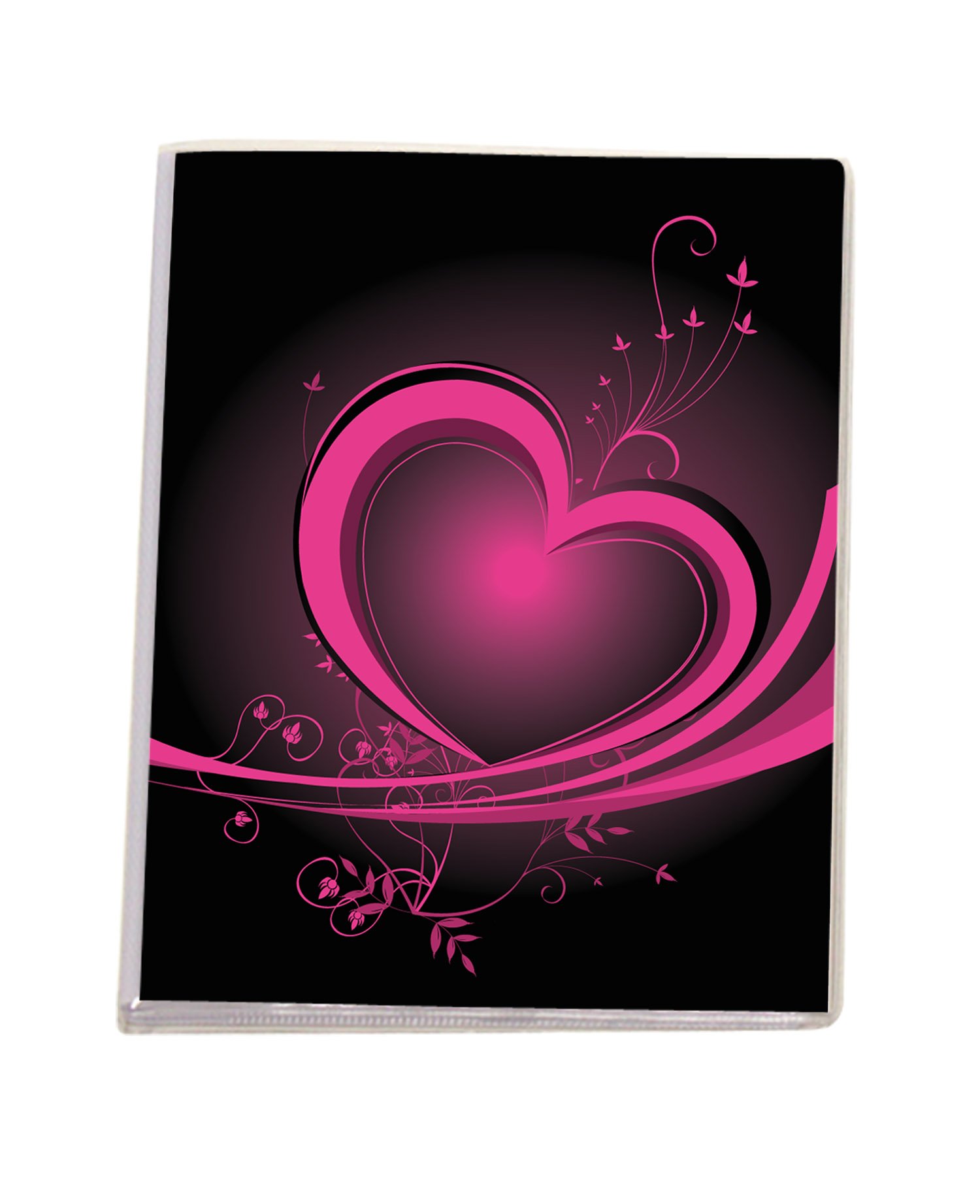 KVD Mini 4x6 Photo Album Brag Book - Holds 36 Photos, Durable & Flexible, Black Pink Heart Design - Perfect for Baby Pictures, Wedding Memories, Travel Scrapbooking & Gift Giving