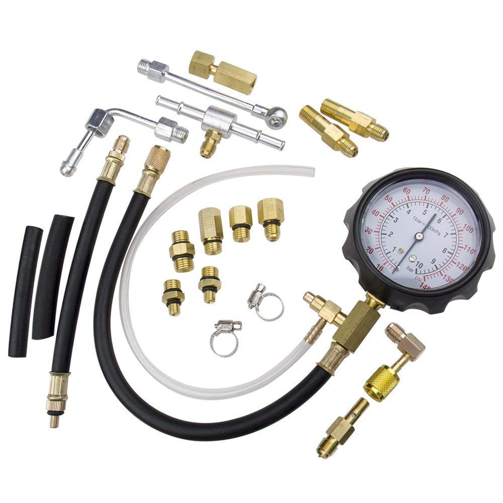 0-140PSI Fuel Injection Pressure Tester Kit - Automotive Fuel Pump & Injector Diagnostic Tool for Cars, Trucks & Vehicles - Perfect for Engine Performance Testing & Fuel System Maintenance