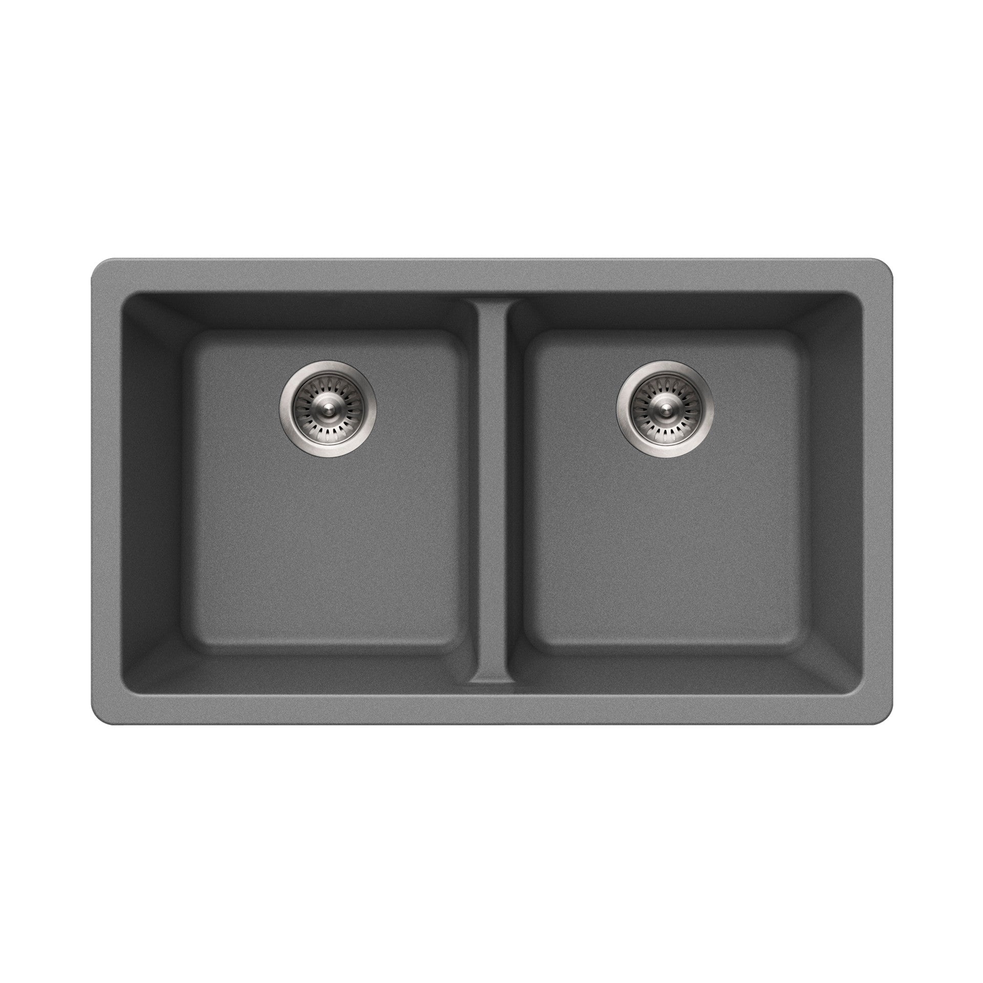 Houzer Quartztone Series 31 Granite Composite Undermount 50/50 Double Bowl Kitchen Sink - M 300U SLATE | Durable & Stylish for Modern Kitchens | Perfect for Meal Prep & Cleanup