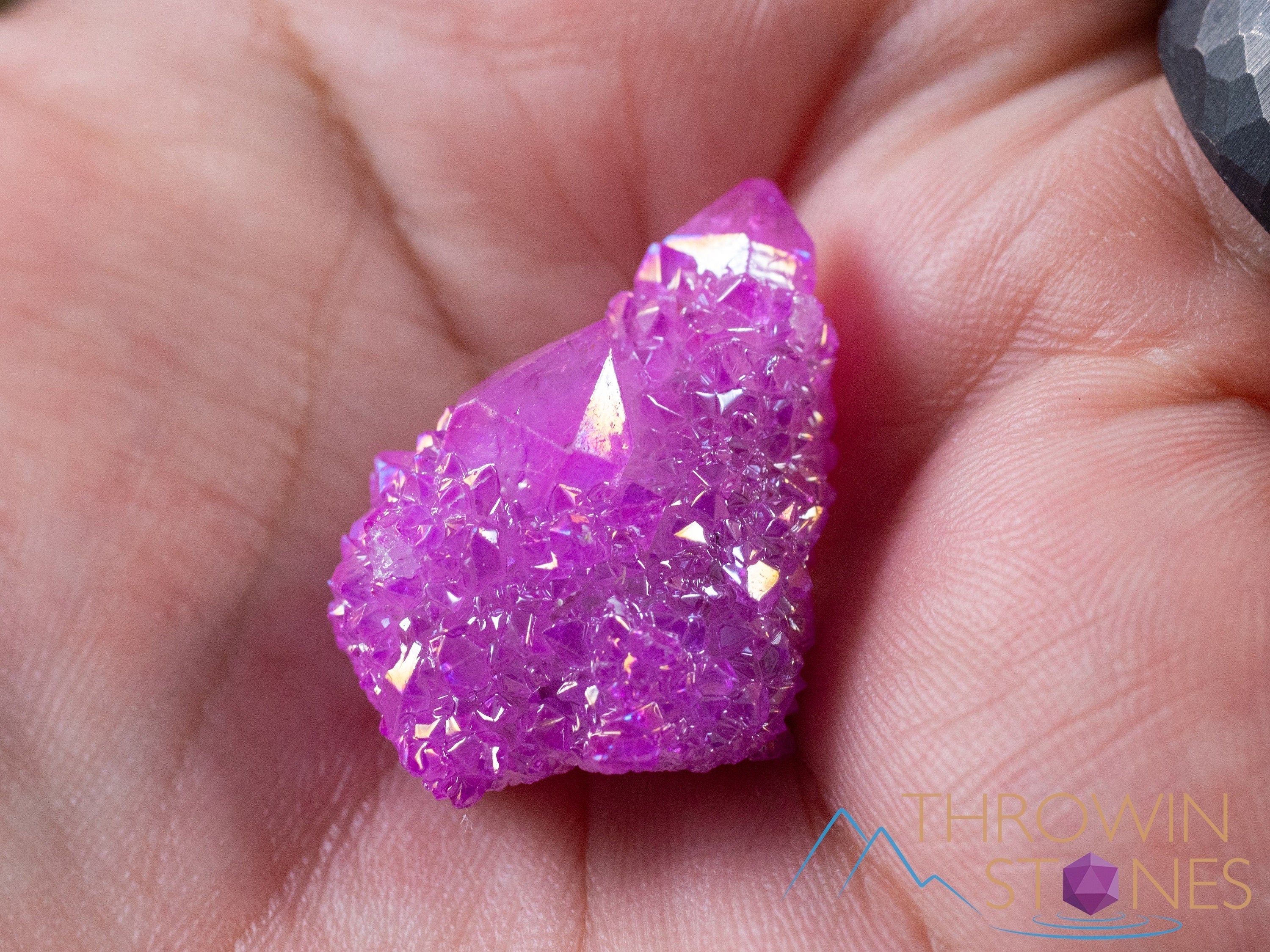 Natural Pink Ruby Aura Quartz Crystal Cluster - Rainbow Spirit Quartz for Healing & Meditation | Home Decor, Office Feng Shui, Gift for Crystal Lovers (E2141)