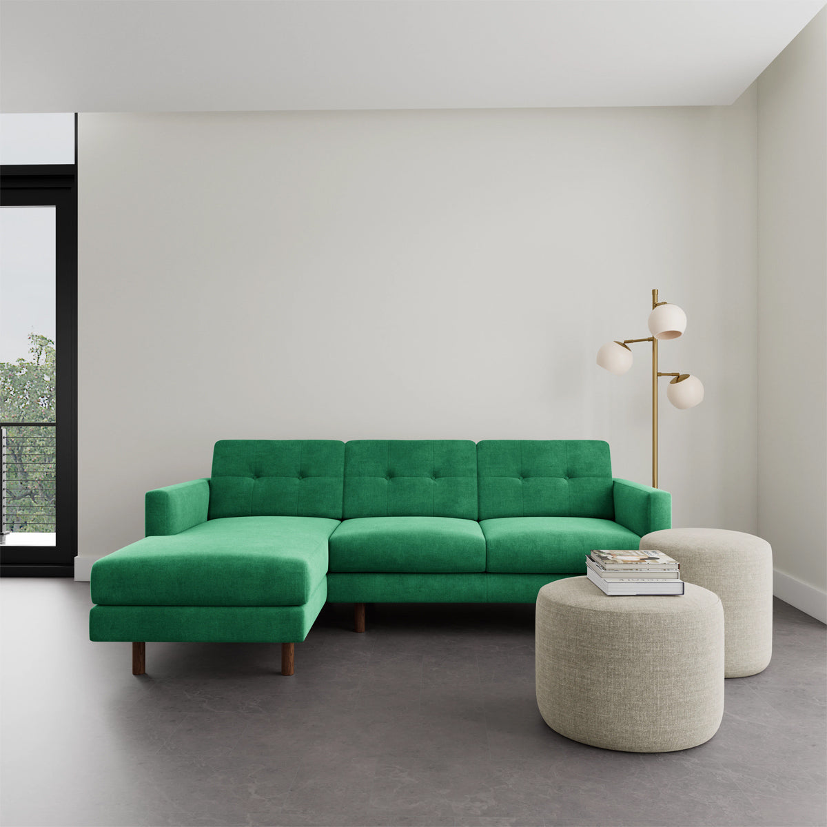 Conrad Fabric Left Chaise Sofa - Modern L-Shaped Sectional Couch with Reversible Chaise Lounge for Living Room, Apartment & Home Theater Comfortable Seating