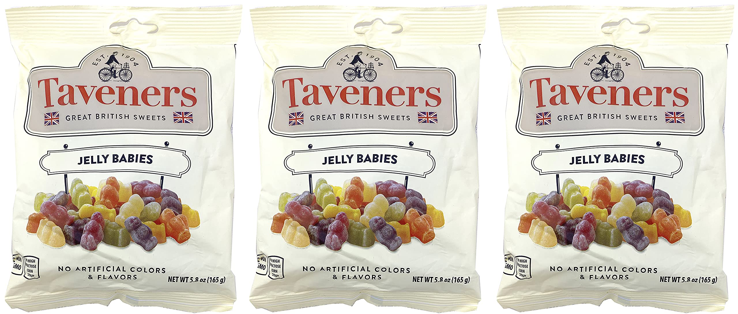 Taveners Jelly Babies Pack of 3 – British Gummy Candy, Non-GMO, Gluten-Free, 5.8 Ounce (164g) – Perfect for Parties, Halloween Treats & Movie Night Snacks