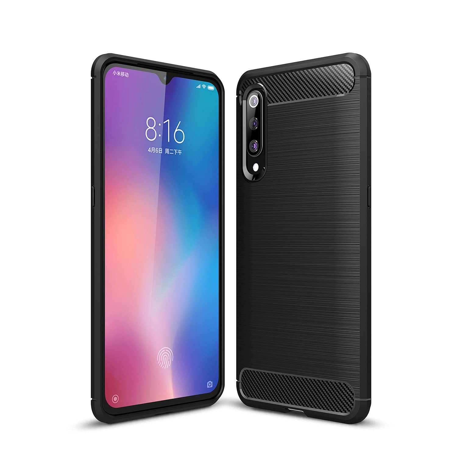 Xiaomi Mi 9 Case - Carbon Fiber Shockproof Slim Protective Cover for Xiaomi Mi 9 Smartphone (Black) | Perfect for Daily Use, Work & Outdoor Activities