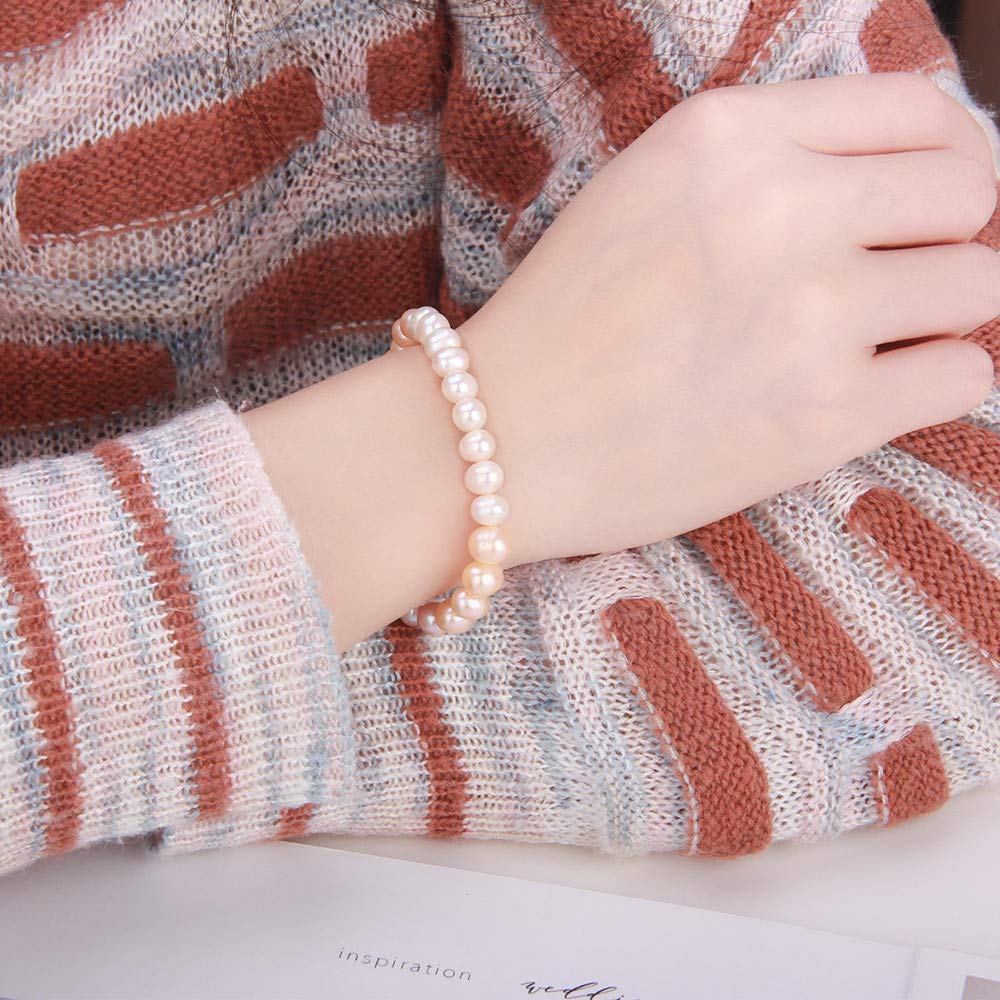 White Pink Purple Freshwater Cultured Baroque Pearl Beaded Adjustable Handmade Bracelet for Women - Elegant Jewelry Gift for Wedding, Party & Everyday Wear